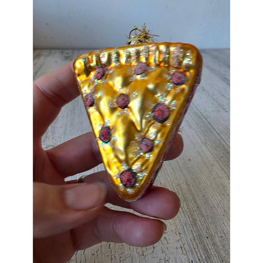 Glass cherry pie ornament glitter Xmas tree